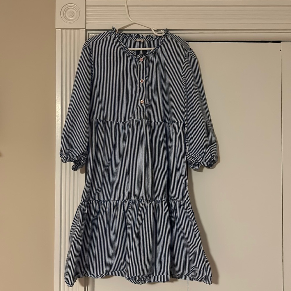 Girls size 10 light blue pinstriped dress crewcuts